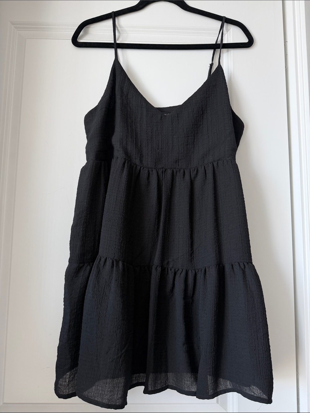 DYNAMITE Black Tiered Spaghetti Strap Mini Dress